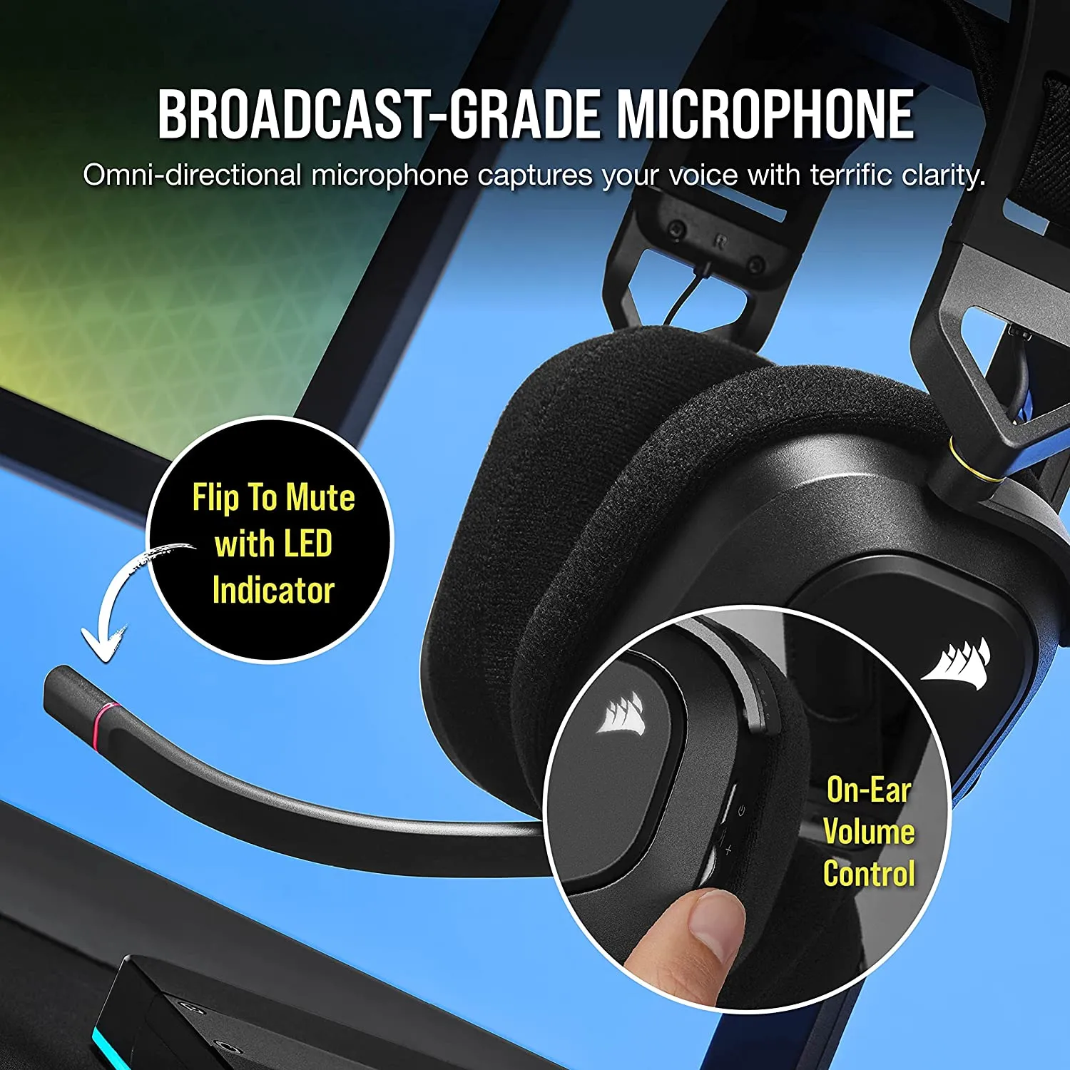 Corsair HS80 RGB Wireless Premium Gaming Headset with Spatial Audio - Works with Mac, PC, PS5, PS4 - Carbon
