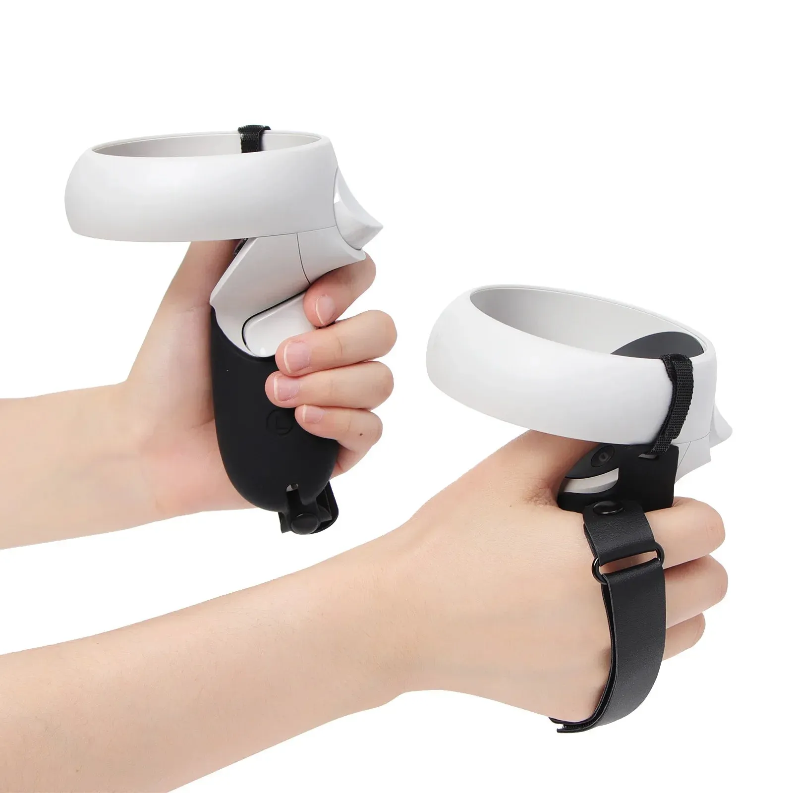 For Oculus Quest 2 Touch Controller Silicone Shell Half Pack Handle Grip Protective Cover with Strap