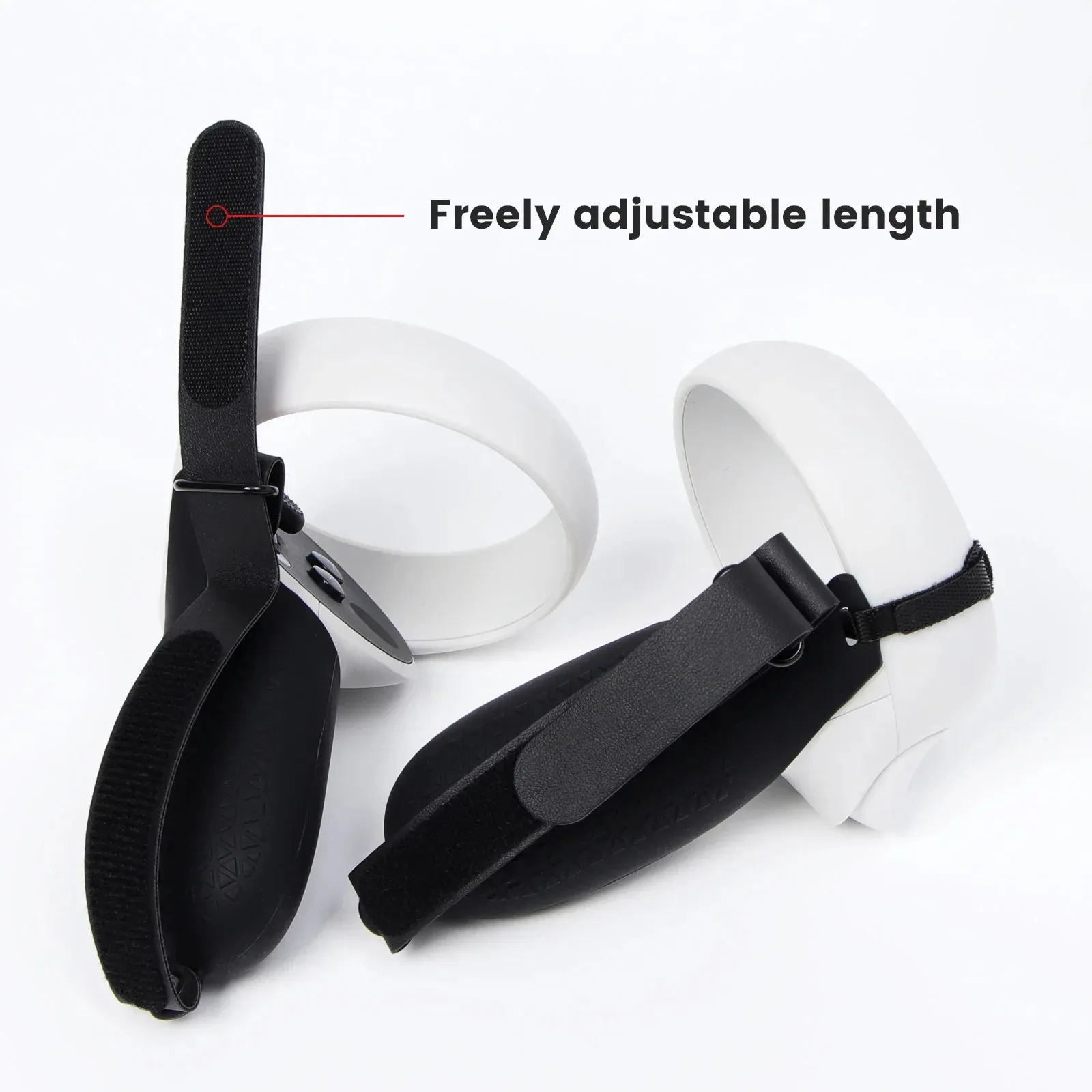 For Oculus Quest 2 Touch Controller Silicone Shell Half Pack Handle Grip Protective Cover with Strap