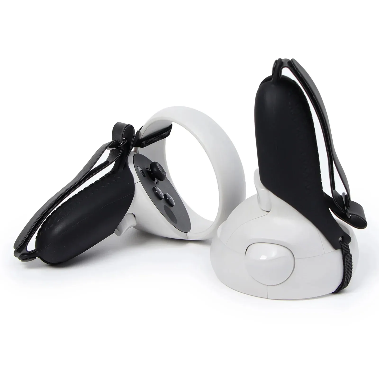 For Oculus Quest 2 Touch Controller Silicone Shell Half Pack Handle Grip Protective Cover with Strap