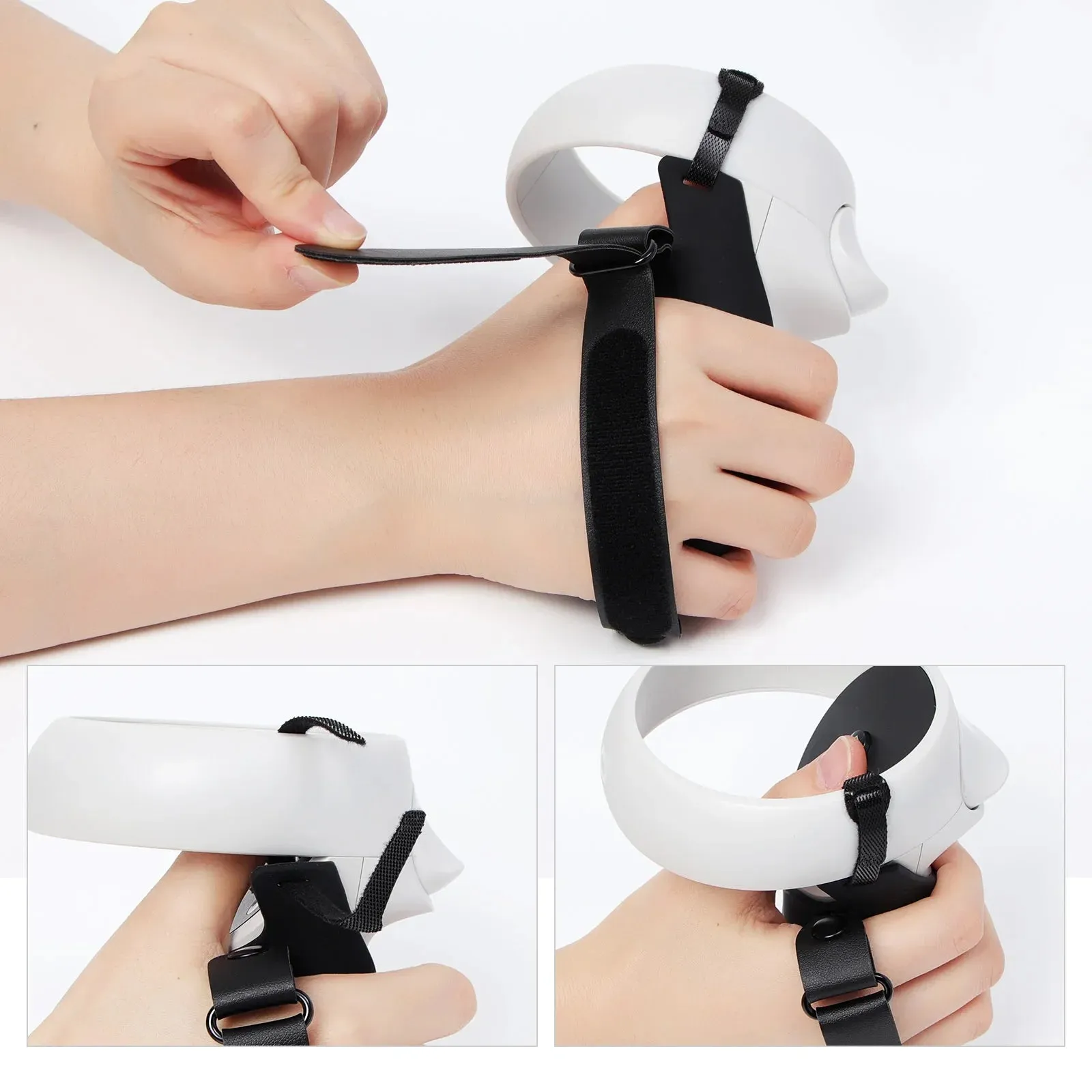 For Oculus Quest 2 Touch Controller Silicone Shell Half Pack Handle Grip Protective Cover with Strap