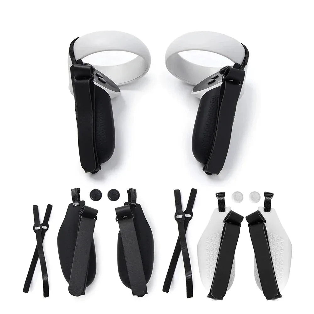 For Oculus Quest 2 Touch Controller Silicone Shell Half Pack Handle Grip Protective Cover with Strap