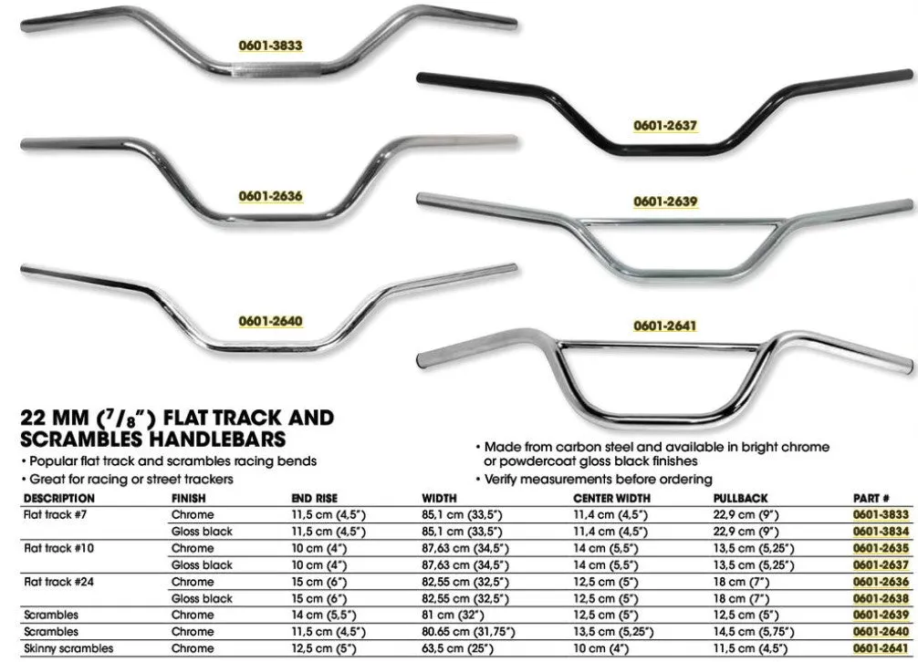 Handlebars 7/8 in. (22mm) Scrambles (with brace) - Chrome - EMGO 23-92400