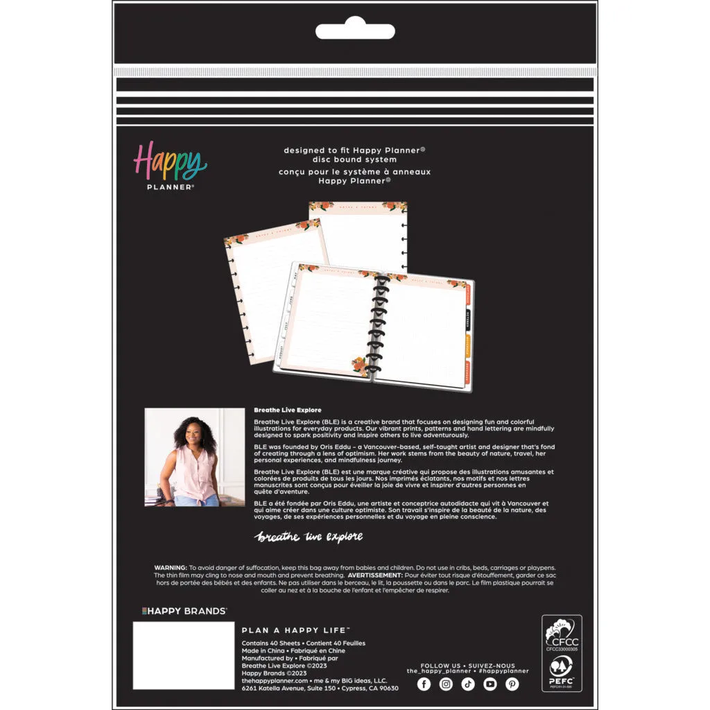 Happy Planner Breathe Live Explore Classic Fill Paper - Lined   Dot Grid
