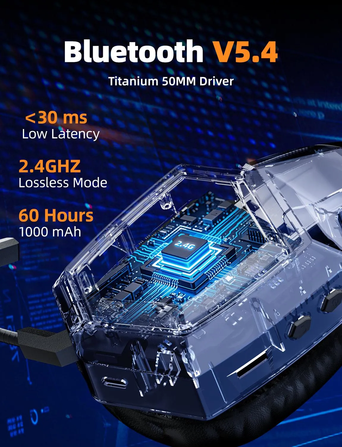 ONIKUMA GT806 Wireless Gaming Headset Headworn Bluetooth 2.4g Wireless Wired Three Mode Lightweight E-Sports Gamer Headphone