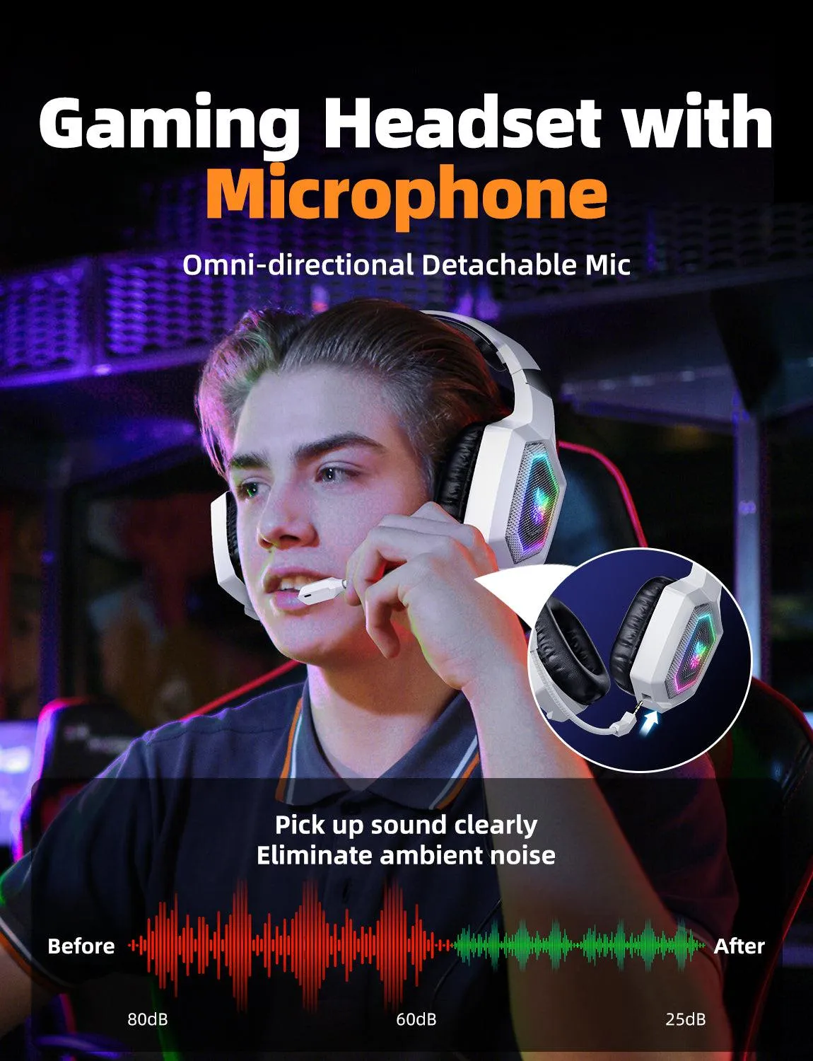 ONIKUMA GT806 Wireless Gaming Headset Headworn Bluetooth 2.4g Wireless Wired Three Mode Lightweight E-Sports Gamer Headphone
