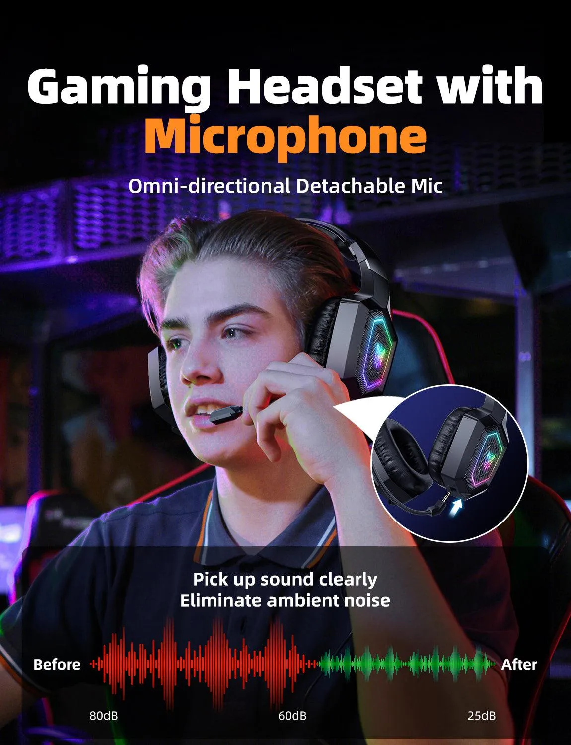 ONIKUMA GT806 Wireless Gaming Headset Headworn Bluetooth 2.4g Wireless Wired Three Mode Lightweight E-Sports Gamer Headphone