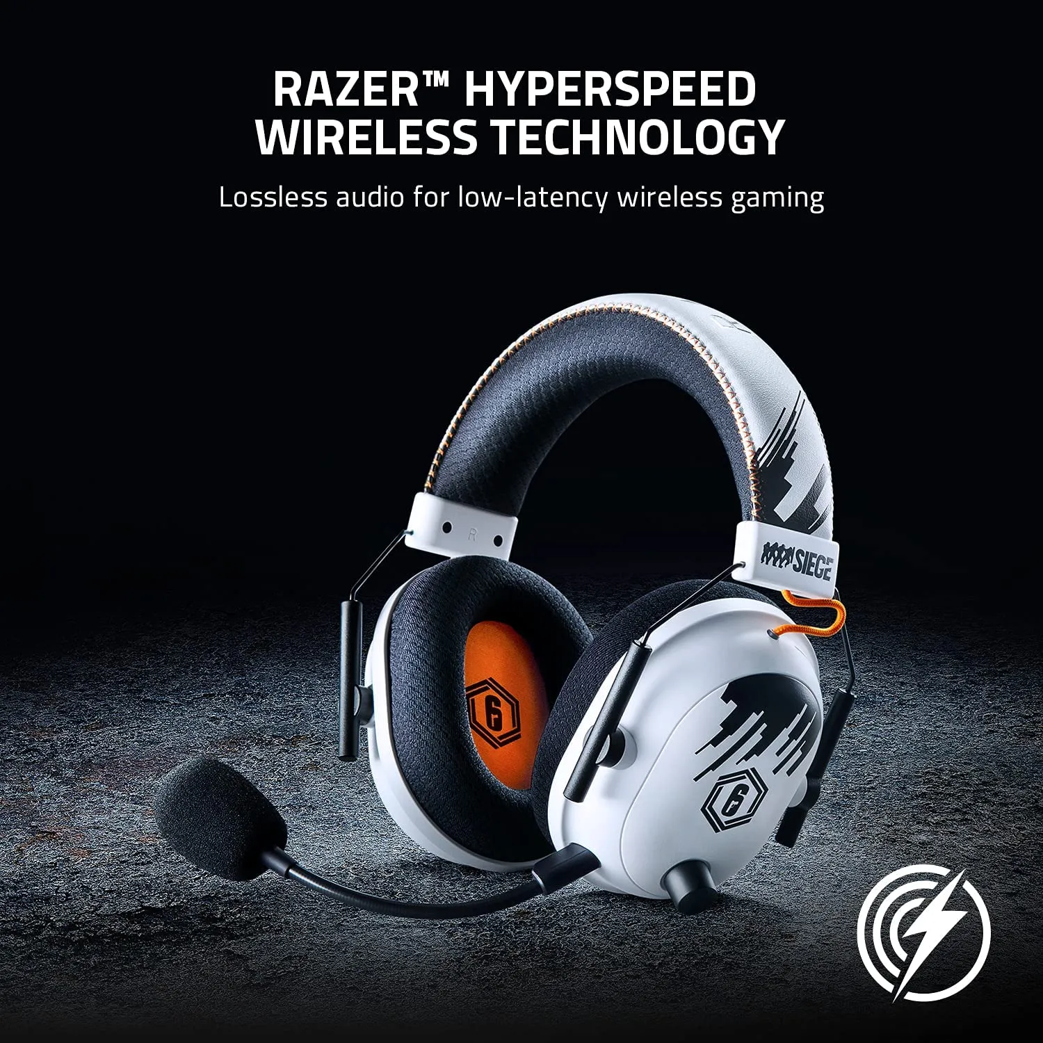 Razer Headset BlackShark V2 Pro Wireless Gaming Headset: THX 7.1 Spatial Surround Sound - 50mm Drivers - Detachable Mic - for PC, PS4, PS5, Switch, Xbox One, Xbox Series X & S - Rainbow 6 Edition