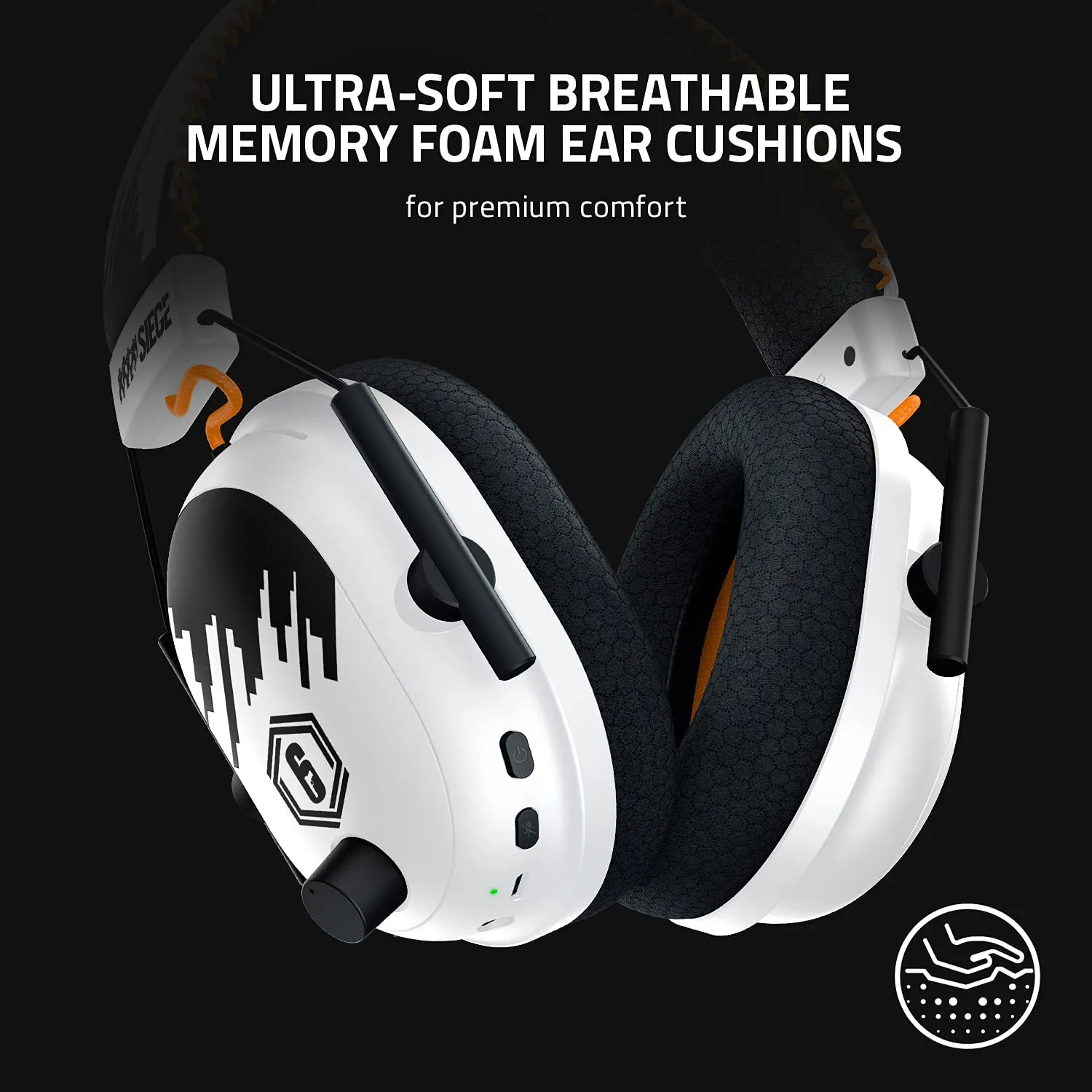 Razer Headset BlackShark V2 Pro Wireless Gaming Headset: THX 7.1 Spatial Surround Sound - 50mm Drivers - Detachable Mic - for PC, PS4, PS5, Switch, Xbox One, Xbox Series X & S - Rainbow 6 Edition