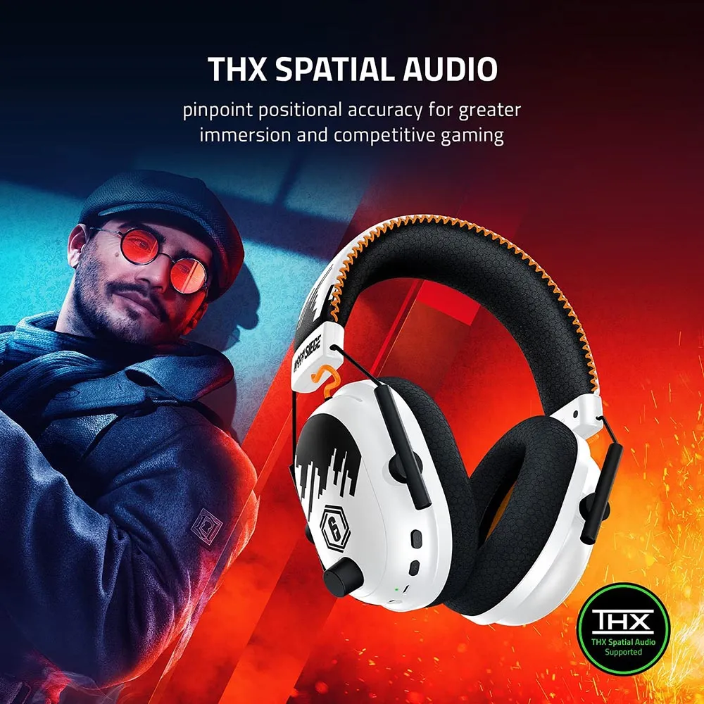 Razer Headset BlackShark V2 Pro Wireless Gaming Headset: THX 7.1 Spatial Surround Sound - 50mm Drivers - Detachable Mic - for PC, PS4, PS5, Switch, Xbox One, Xbox Series X & S - Rainbow 6 Edition