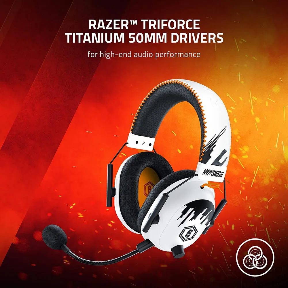 Razer Headset BlackShark V2 Pro Wireless Gaming Headset: THX 7.1 Spatial Surround Sound - 50mm Drivers - Detachable Mic - for PC, PS4, PS5, Switch, Xbox One, Xbox Series X & S - Rainbow 6 Edition