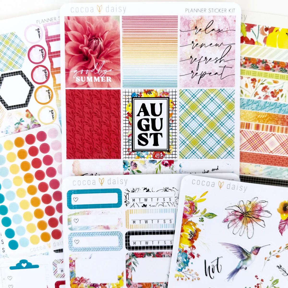 Sun-drenched Planner Stickers August 2024